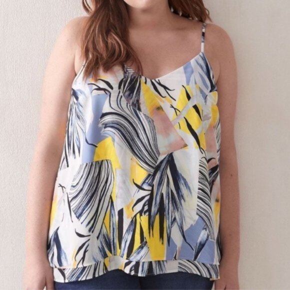 Addition Elle Women Multicolor All Over Print Sleeveless Blouse Top Plus Size 0X - Picture 1 of 13